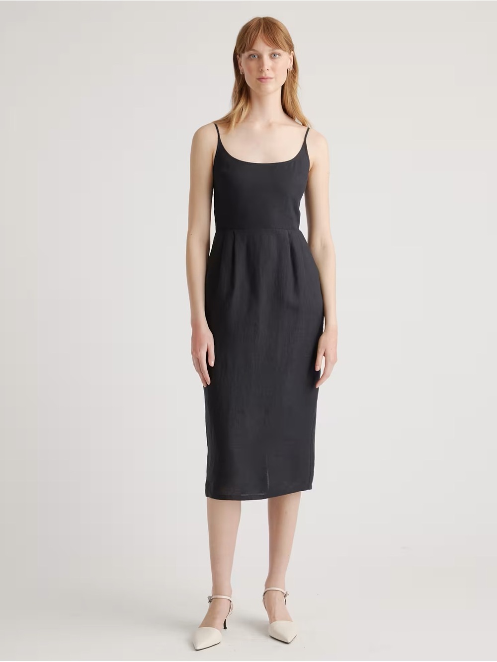 Quince 100% European Linen Scoop Neck Midi Dress